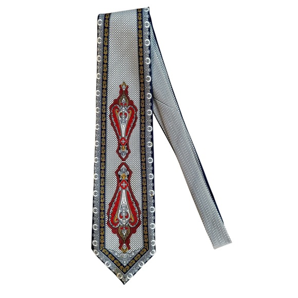 Claudio Nucci Other - Claudio Nucci Mens Designer Silk Necktie Red Gold Paisley Pattern Italy
